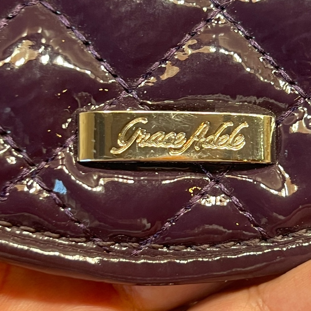 Grace Adele Quilted Purple Clutch - Picture 6 of 13